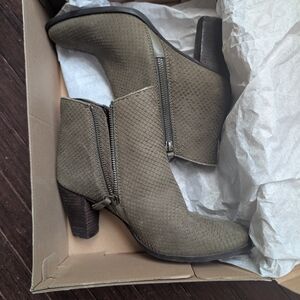 MIA Green Ankle Booties with Textured Design
